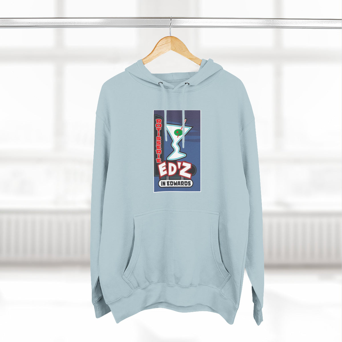 EDZ Martini Logo Hoodie — Retro Bar Graphic Fleece Hoodie
