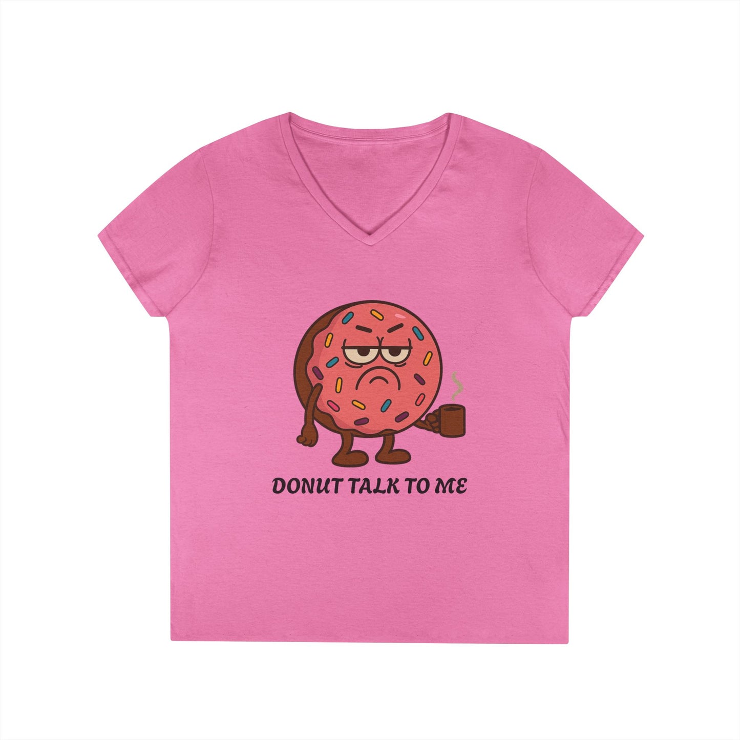 Funny Donut V-Neck T-Shirt, Casual Wear, Gift for Foodies, Sweet Treat Humor, Great for Birthdays and Brunch