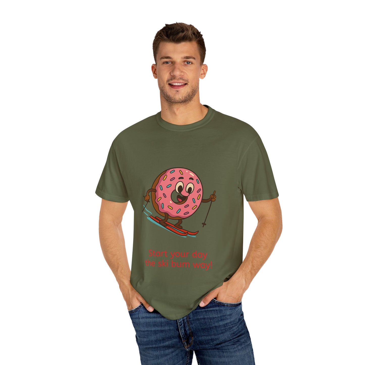 Ski Bum Doughnut T-Shirt, Unisex Tee, Fun Winter Apparel, Skiing Gift, Holiday Shirt
