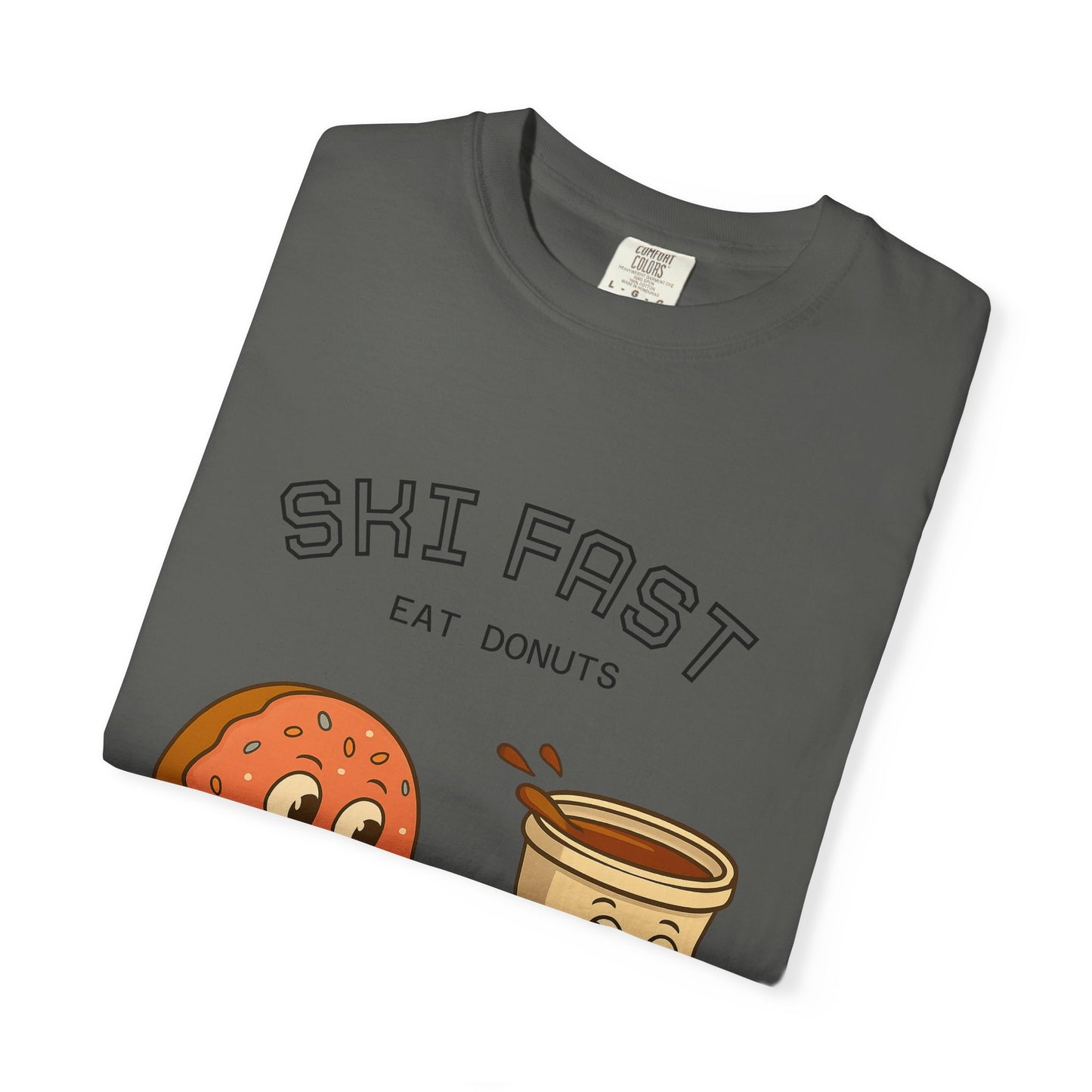 Skiing Donuts T-Shirt, Funny Ski Tee, Unisex Graphic Tee, Winter Apparel, Foodie Gift, Casual Wear