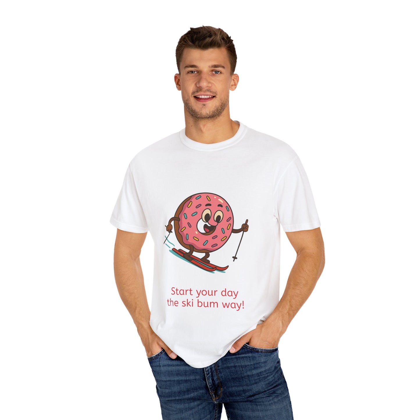 Ski Bum Doughnut T-Shirt, Unisex Tee, Fun Winter Apparel, Skiing Gift, Holiday Shirt