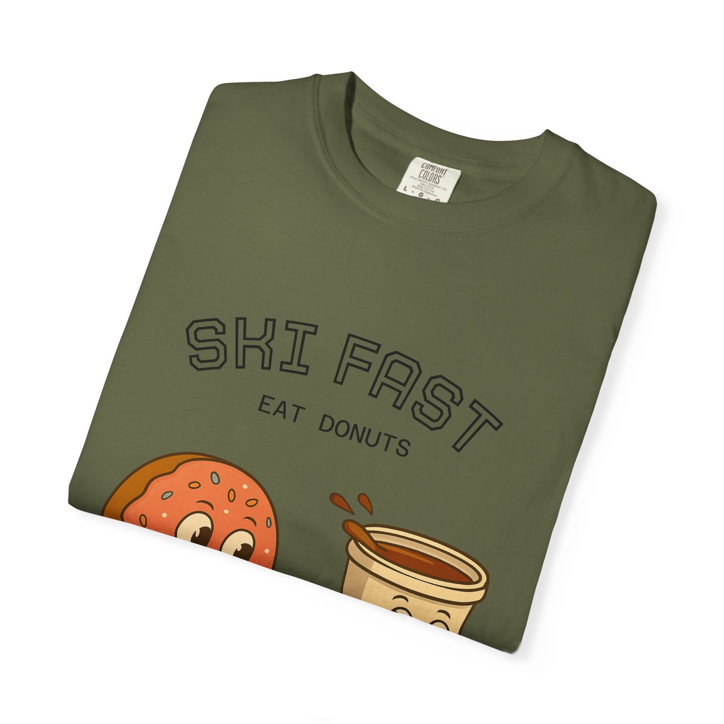 Skiing Donuts T-Shirt, Funny Ski Tee, Unisex Graphic Tee, Winter Apparel, Foodie Gift, Casual Wear