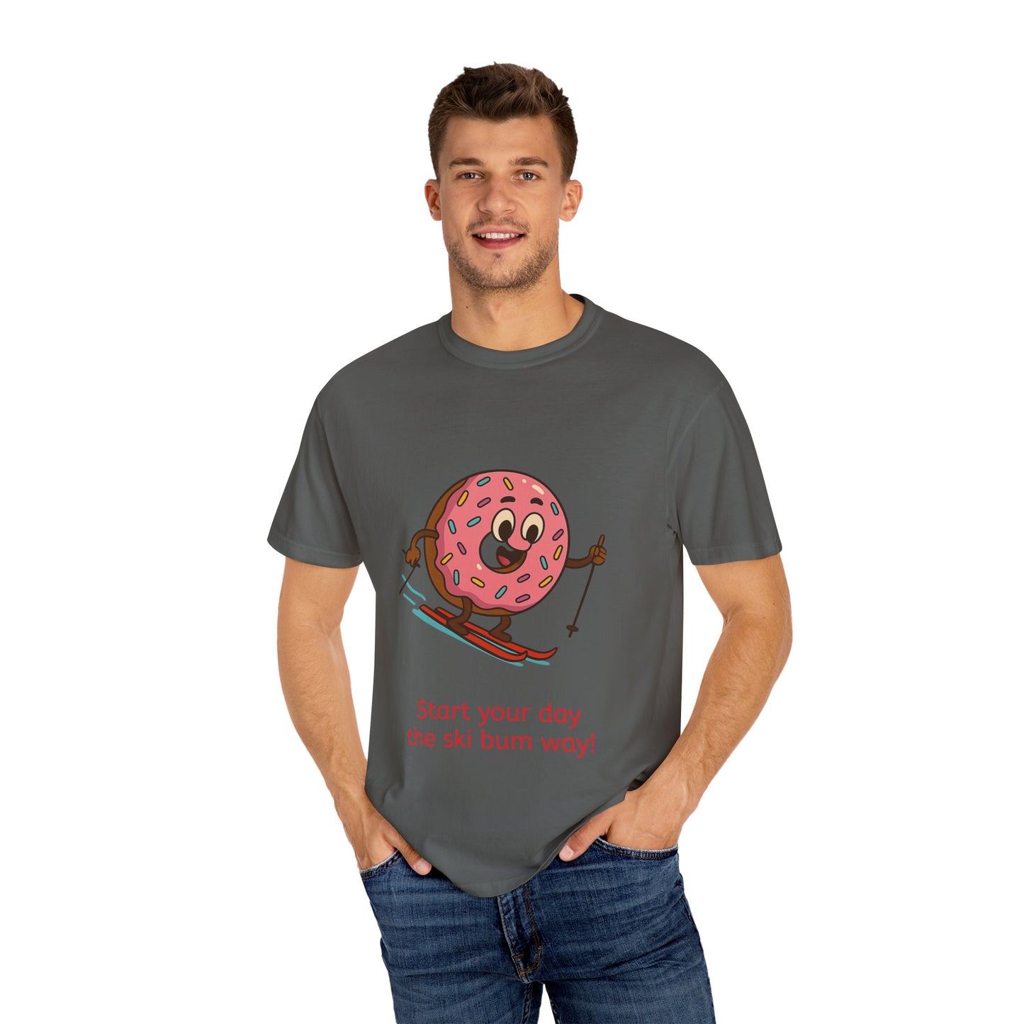 Ski Bum Doughnut T-Shirt, Unisex Tee, Fun Winter Apparel, Skiing Gift, Holiday Shirt