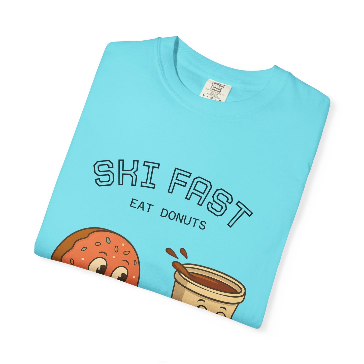 Skiing Donuts T-Shirt, Funny Ski Tee, Unisex Graphic Tee, Winter Apparel, Foodie Gift, Casual Wear