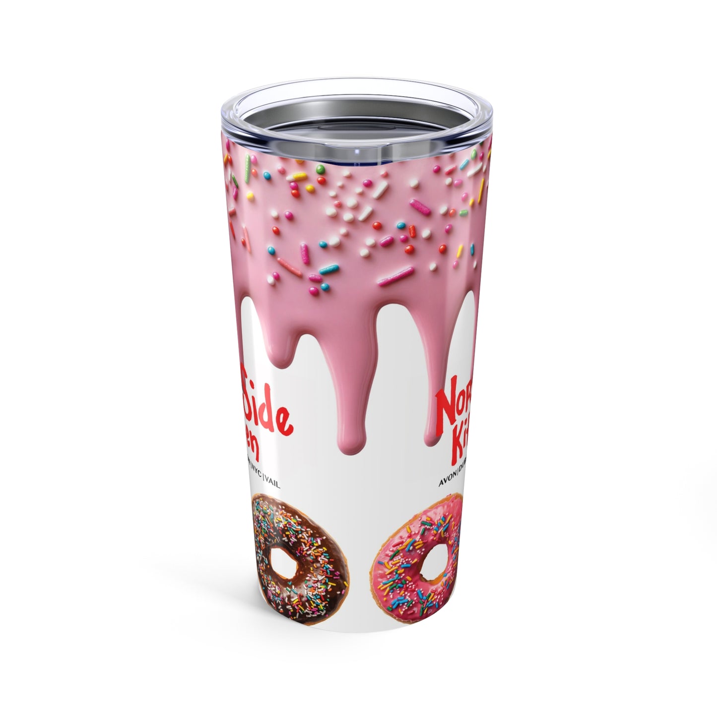 Colorful Donut Tumbler 20oz, Fun Travel Cup, Sweet Gift for Foodies, Birthday Party Favor, Summer Picnic Drinkware