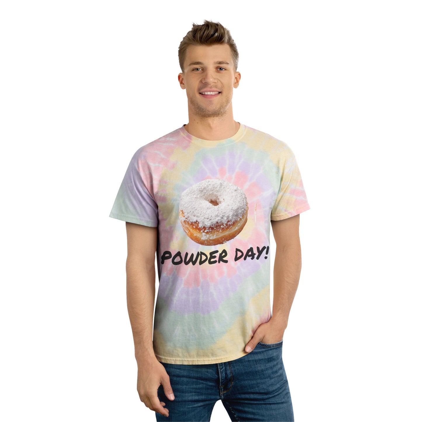 Vibrant Tie-Dye Tee, Fun Powder Day & NorthSide Kitchen Design, Colorful Cotton Shirt for Casual Wear, Gift for Foodies and Ski Lovers