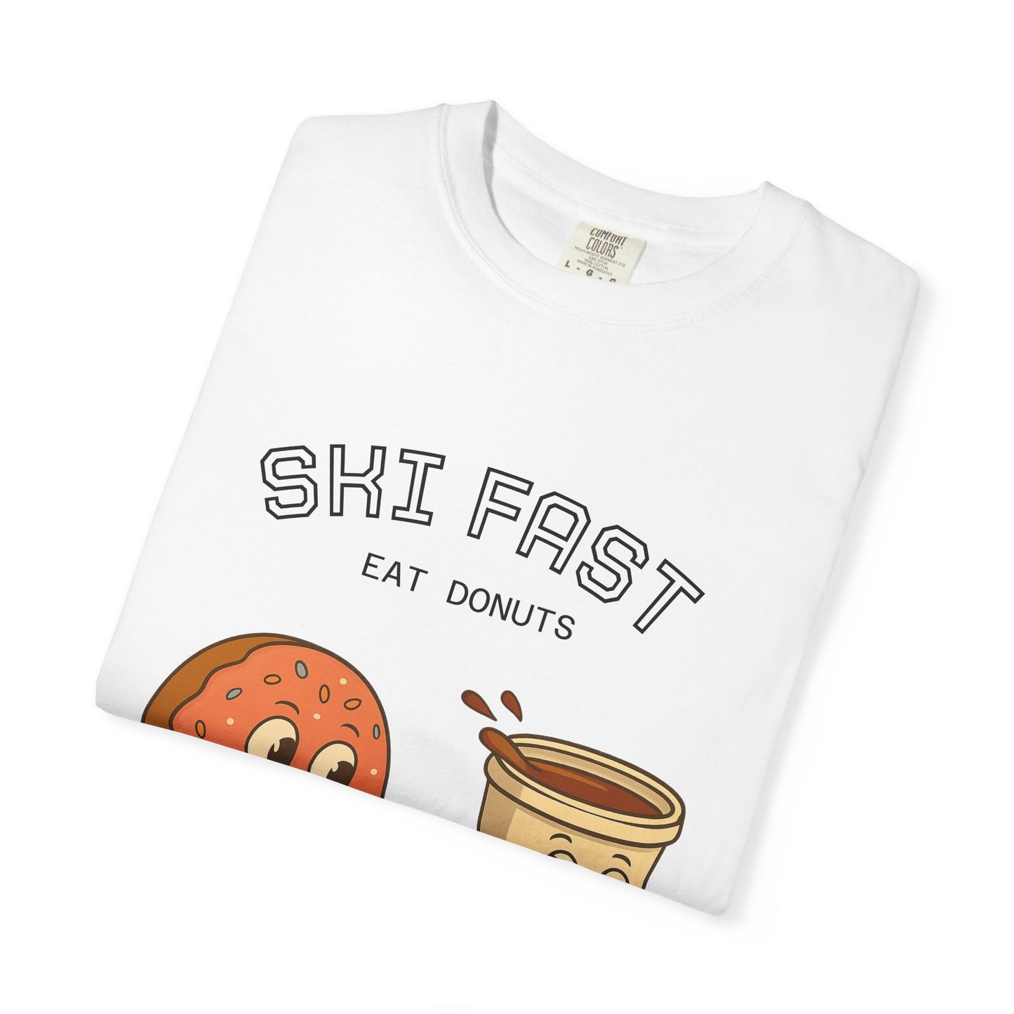 Skiing Donuts T-Shirt, Funny Ski Tee, Unisex Graphic Tee, Winter Apparel, Foodie Gift, Casual Wear