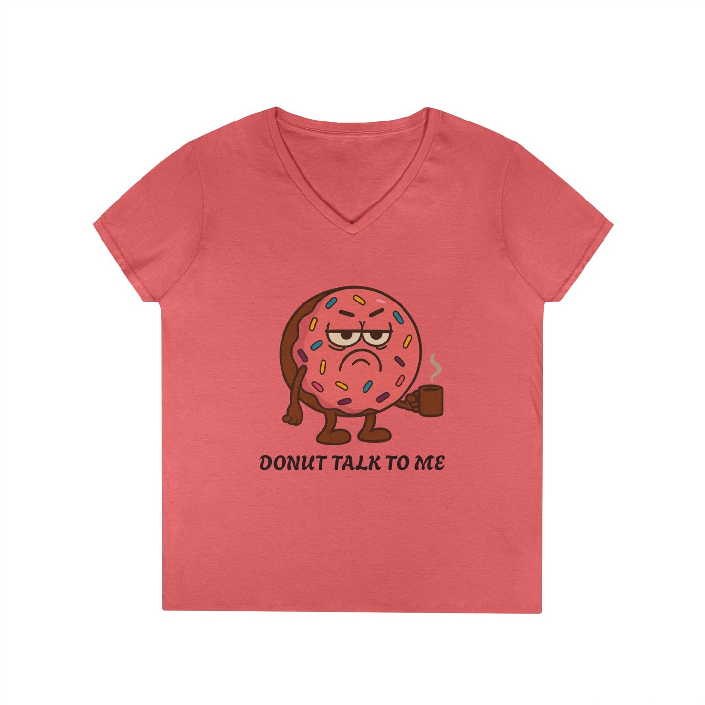 Funny Donut V-Neck T-Shirt, Casual Wear, Gift for Foodies, Sweet Treat Humor, Great for Birthdays and Brunch