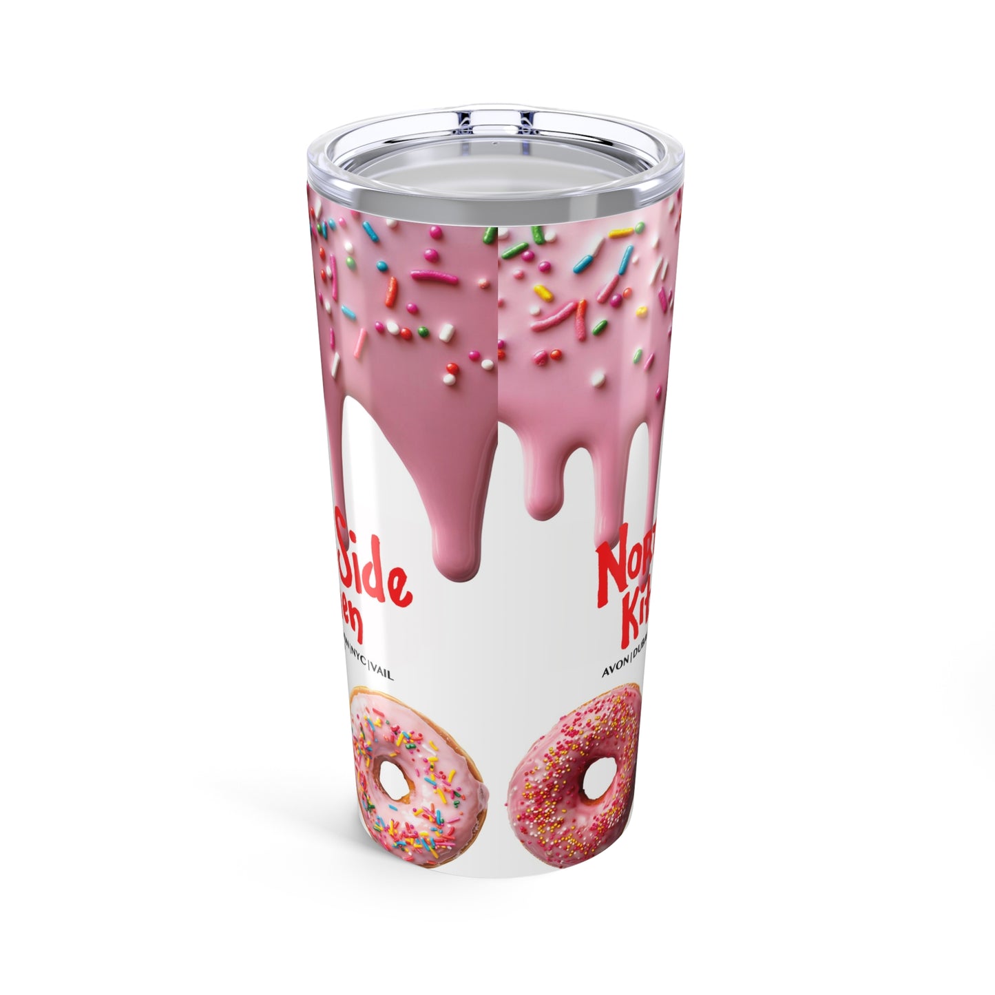 Colorful Donut Tumbler 20oz, Fun Travel Cup, Sweet Gift for Foodies, Birthday Party Favor, Summer Picnic Drinkware