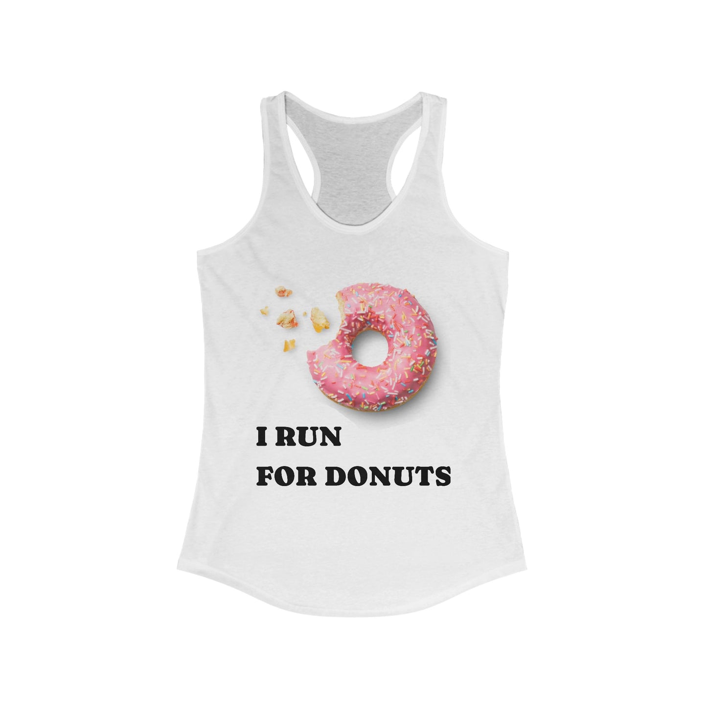 Donut Runner Tank, Fun Workout Top, Women's Racerback Shirt, Fitness Apparel, Gift for Runners, Cute Exercise Wear