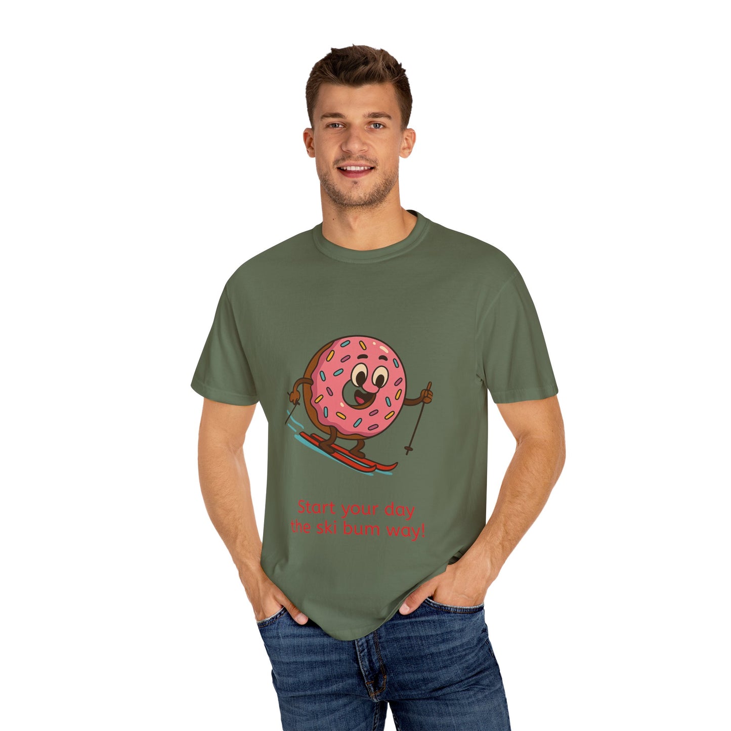 Ski Bum Doughnut T-Shirt, Unisex Tee, Fun Winter Apparel, Skiing Gift, Holiday Shirt