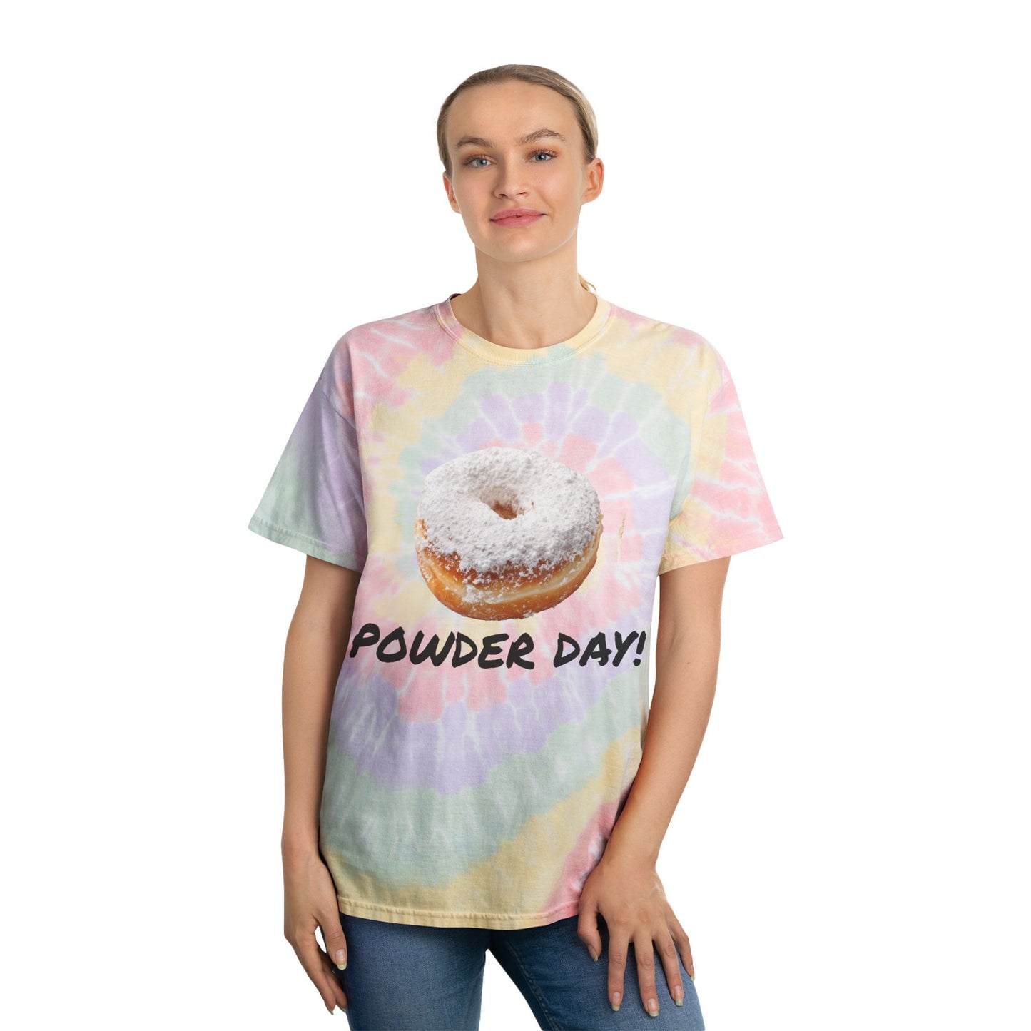 Vibrant Tie-Dye Tee, Fun Powder Day & NorthSide Kitchen Design, Colorful Cotton Shirt for Casual Wear, Gift for Foodies and Ski Lovers