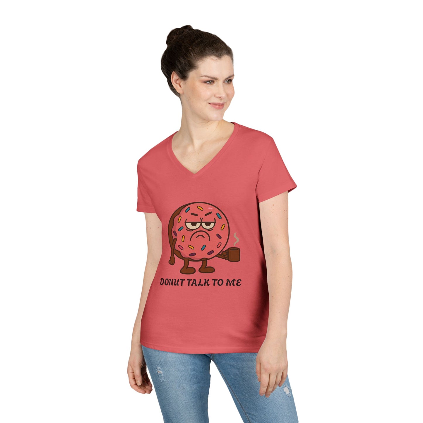 Funny Donut V-Neck T-Shirt, Casual Wear, Gift for Foodies, Sweet Treat Humor, Great for Birthdays and Brunch