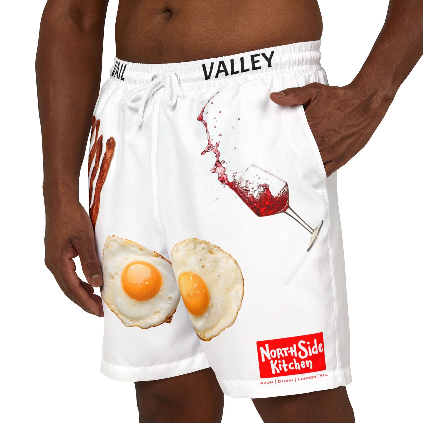 Sunny Side Ski Bum Swim Shorts for Summer, Beachwear, Vacation Essentials, Gift for Food Lovers, Pool Party