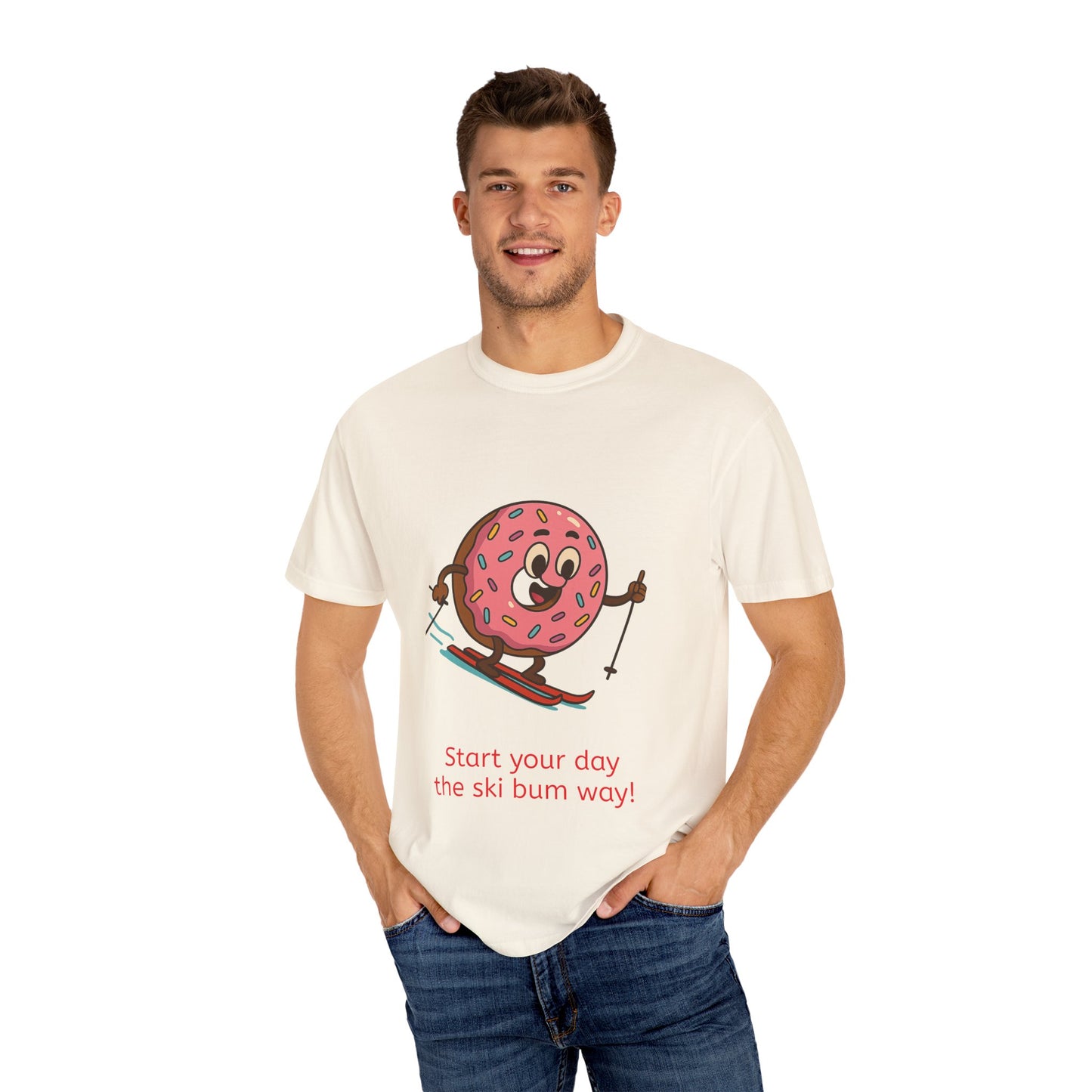 Ski Bum Doughnut T-Shirt, Unisex Tee, Fun Winter Apparel, Skiing Gift, Holiday Shirt