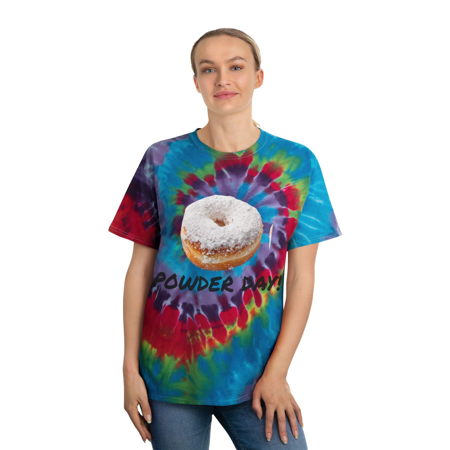Vibrant Tie-Dye Tee, Fun Powder Day & NorthSide Kitchen Design, Colorful Cotton Shirt for Casual Wear, Gift for Foodies and Ski Lovers