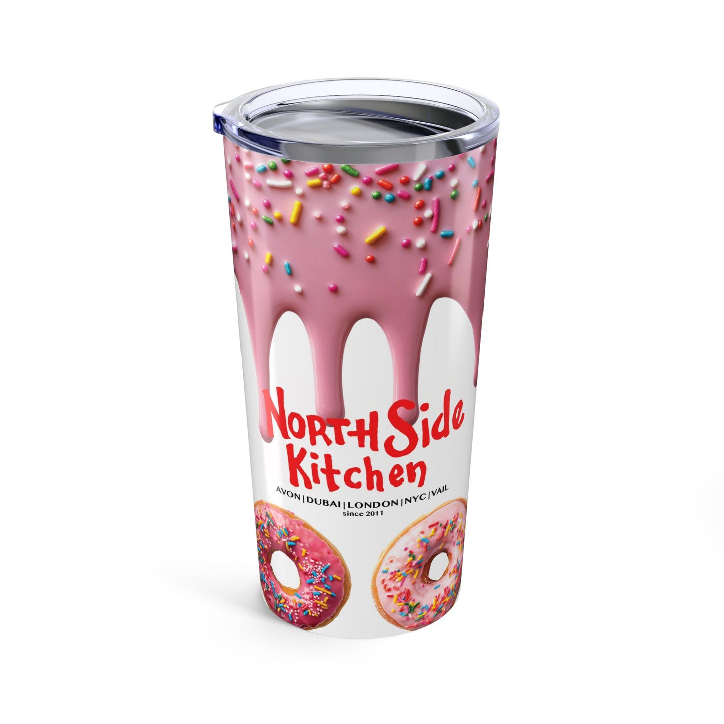 Colorful Donut Tumbler 20oz, Fun Travel Cup, Sweet Gift for Foodies, Birthday Party Favor, Summer Picnic Drinkware