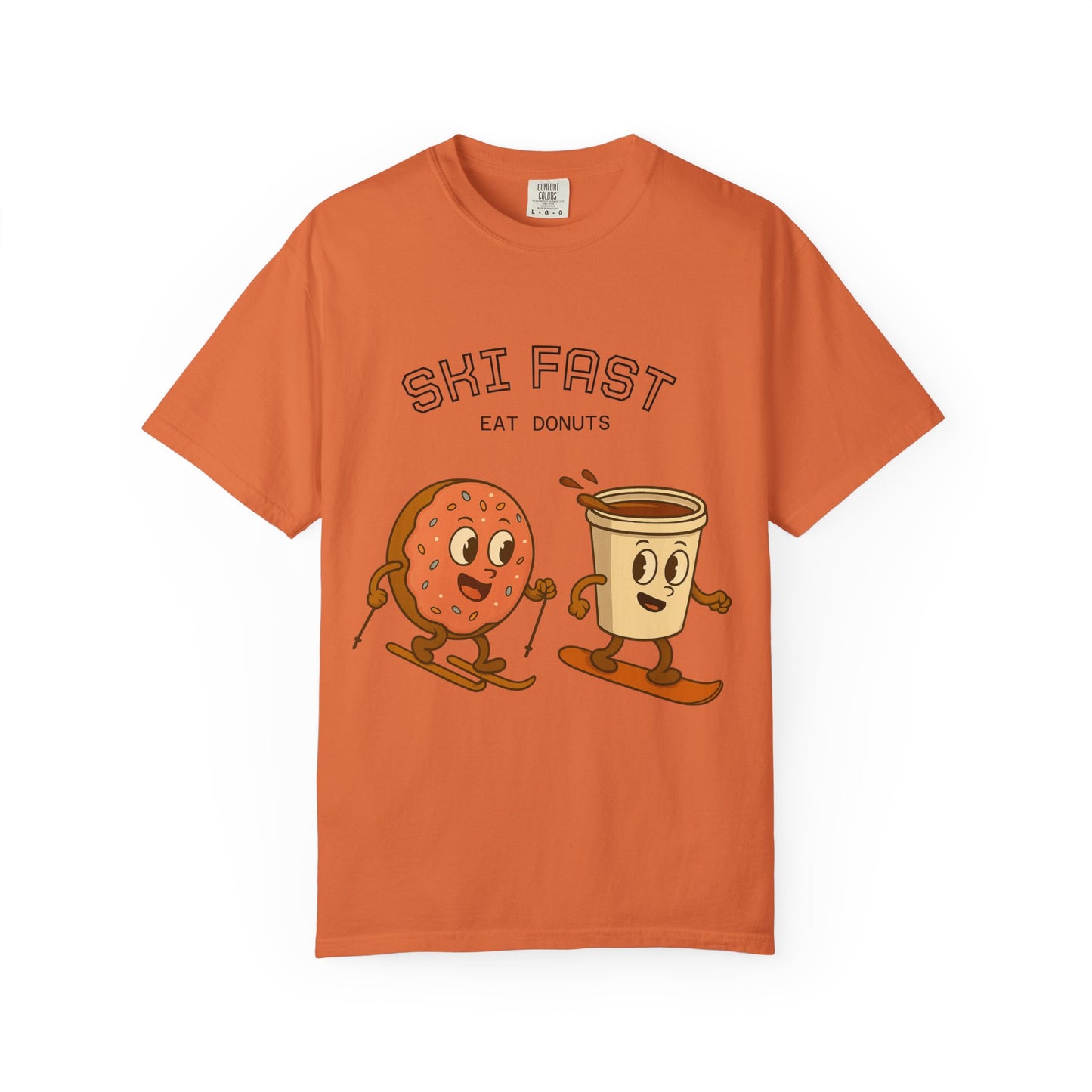 Skiing Donuts T-Shirt, Funny Ski Tee, Unisex Graphic Tee, Winter Apparel, Foodie Gift, Casual Wear