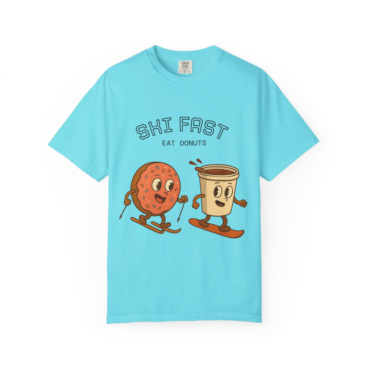 Skiing Donuts T-Shirt, Funny Ski Tee, Unisex Graphic Tee, Winter Apparel, Foodie Gift, Casual Wear