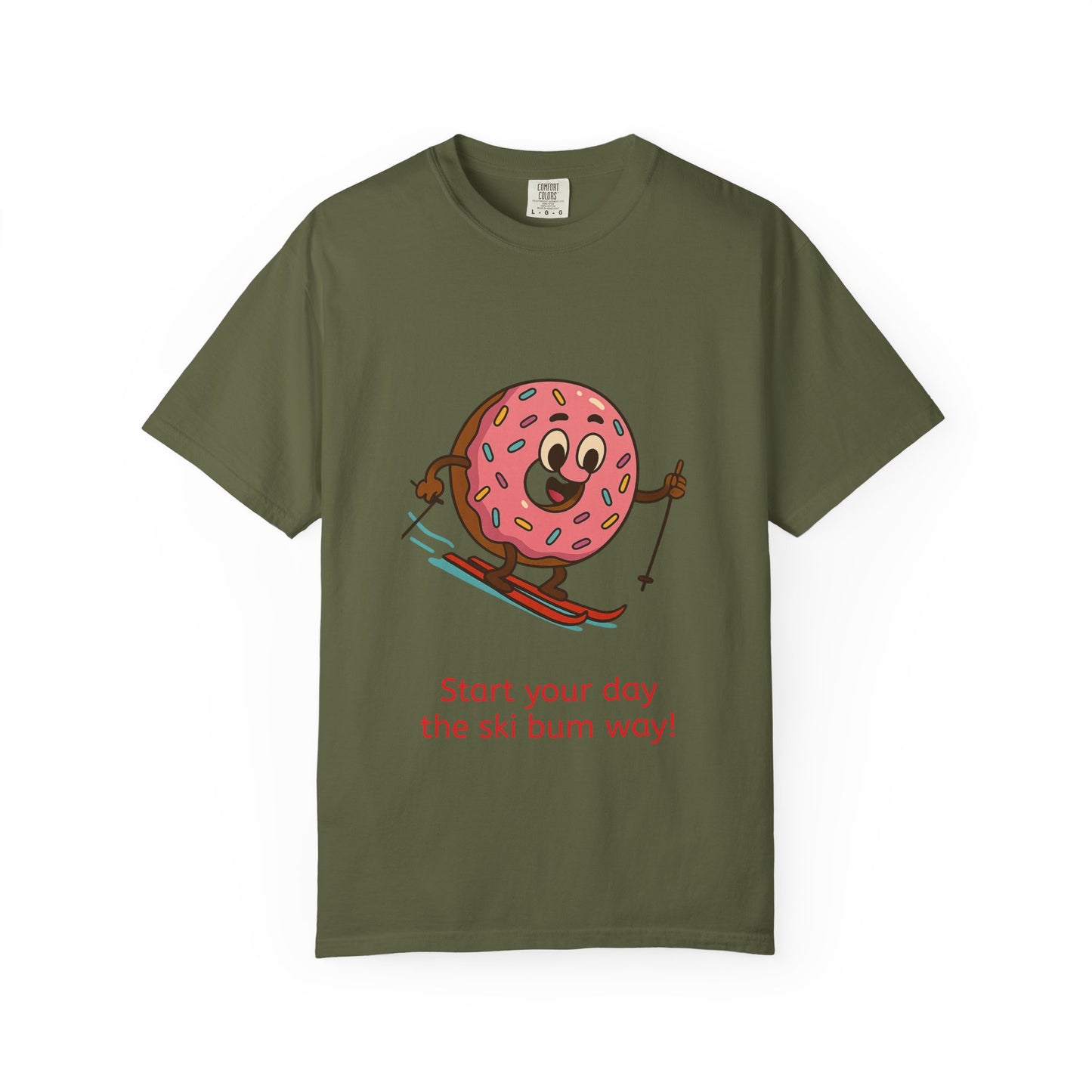 Ski Bum Doughnut T-Shirt, Unisex Tee, Fun Winter Apparel, Skiing Gift, Holiday Shirt