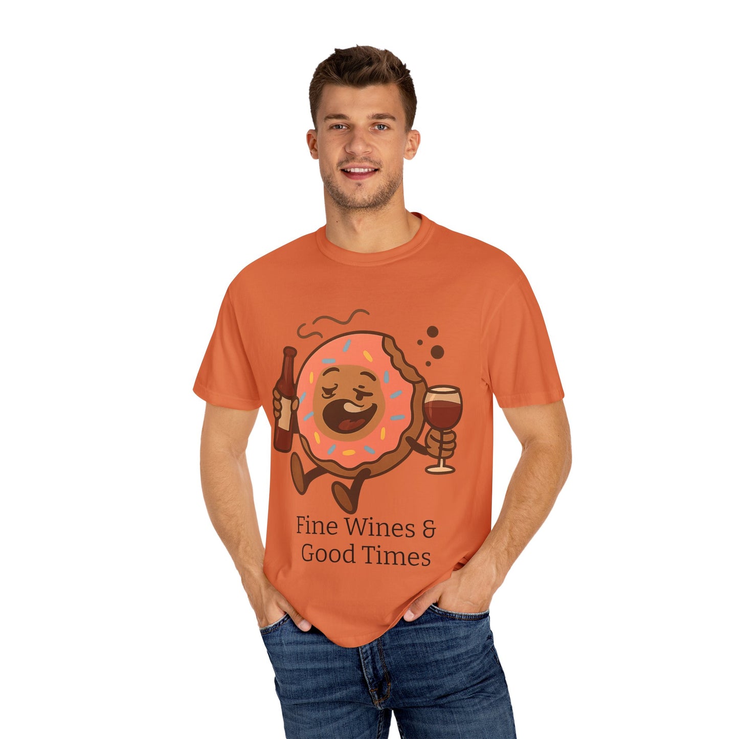 Wine & Donuts Unisex T-shirt - Funny Foodie Humor Tee, Kitchen Lover Gift, Party Wear, Brunch Outing, Drink & Dessert Fun