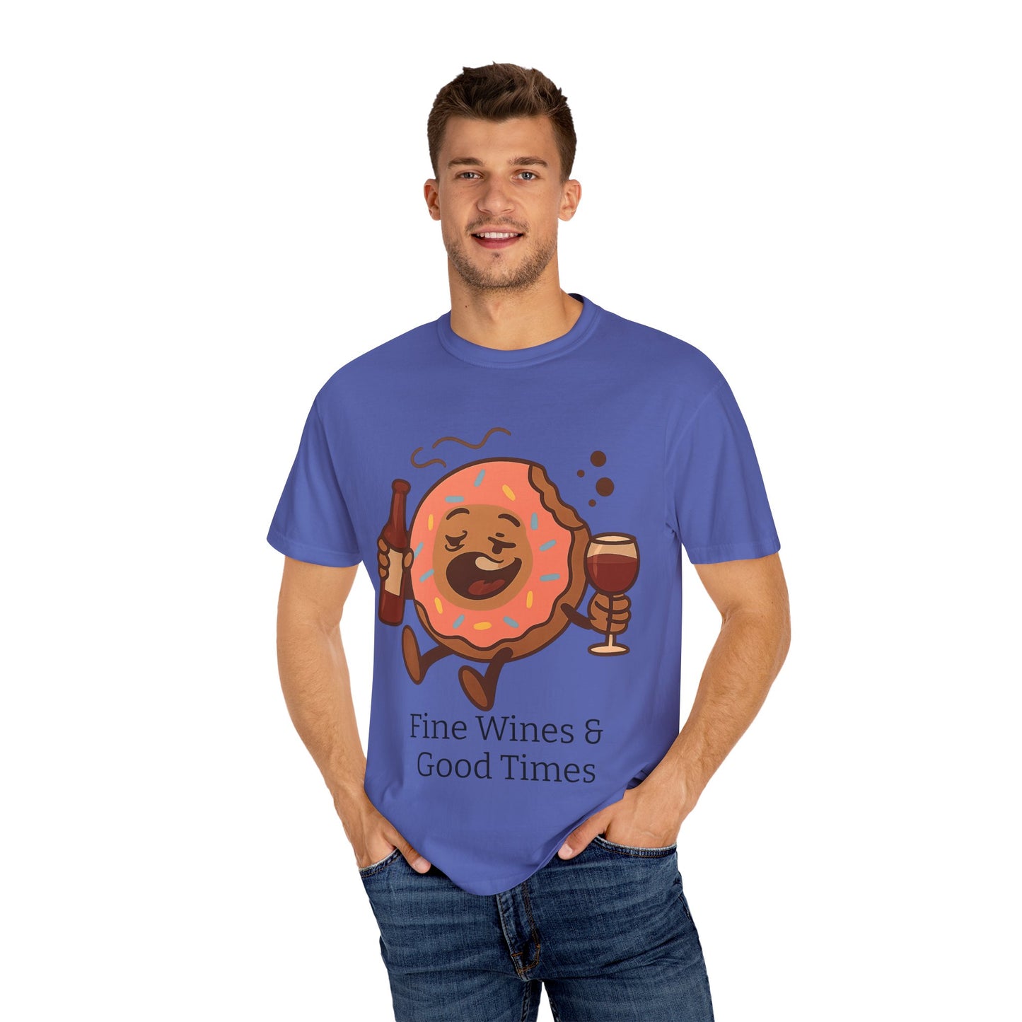 Wine & Donuts Unisex T-shirt - Funny Foodie Humor Tee, Kitchen Lover Gift, Party Wear, Brunch Outing, Drink & Dessert Fun
