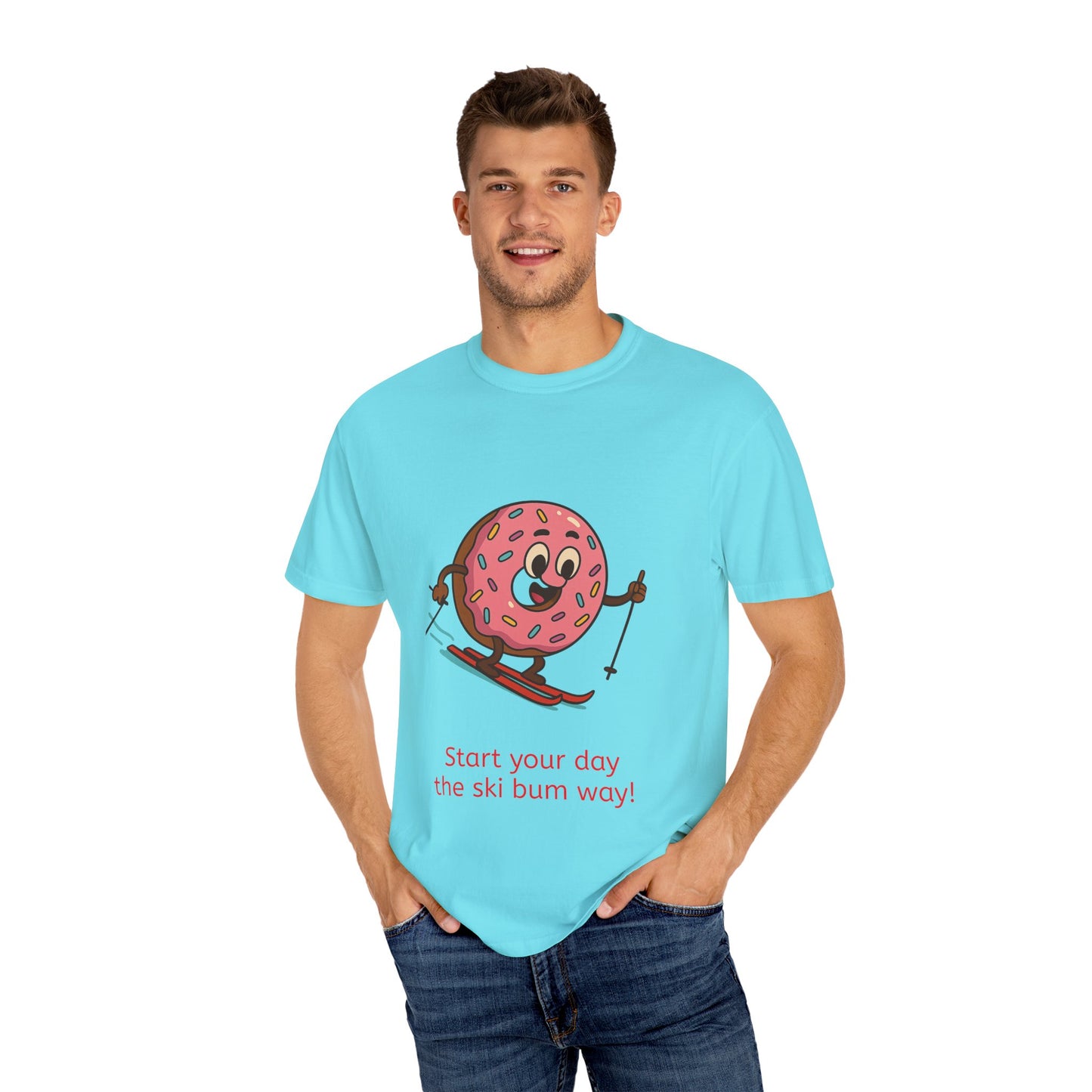 Ski Bum Doughnut T-Shirt, Unisex Tee, Fun Winter Apparel, Skiing Gift, Holiday Shirt
