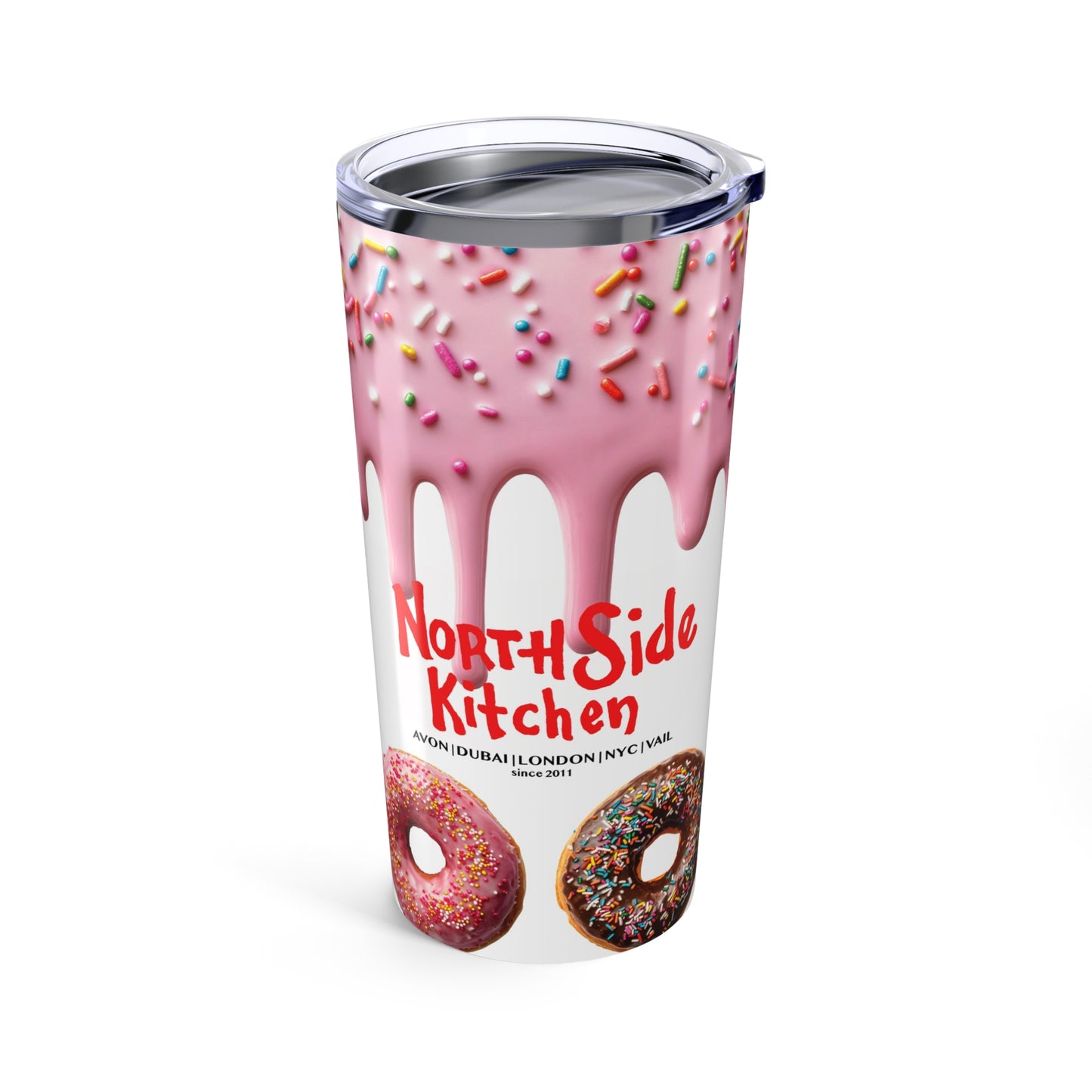 Colorful Donut Tumbler 20oz, Fun Travel Cup, Sweet Gift for Foodies, Birthday Party Favor, Summer Picnic Drinkware