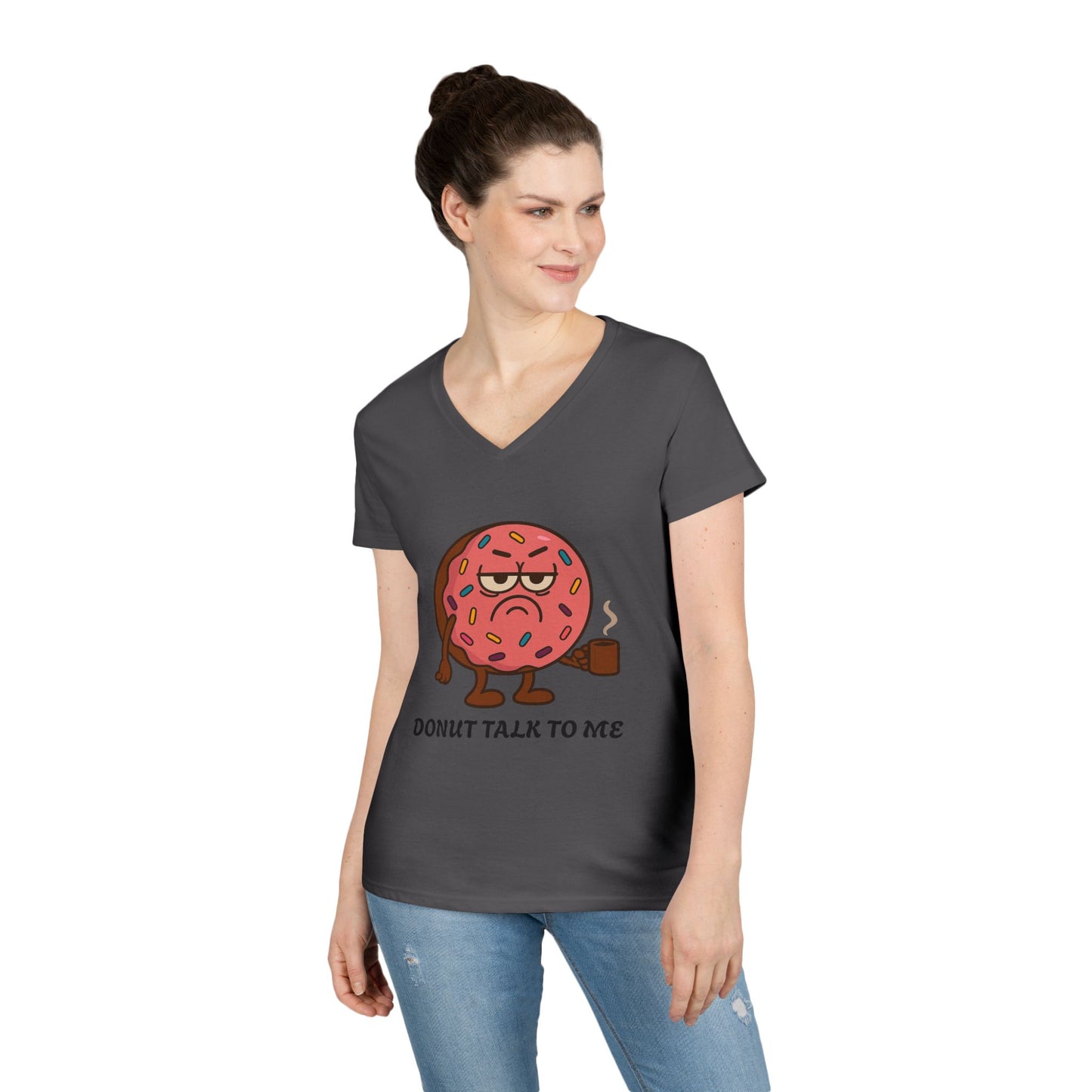Funny Donut V-Neck T-Shirt, Casual Wear, Gift for Foodies, Sweet Treat Humor, Great for Birthdays and Brunch