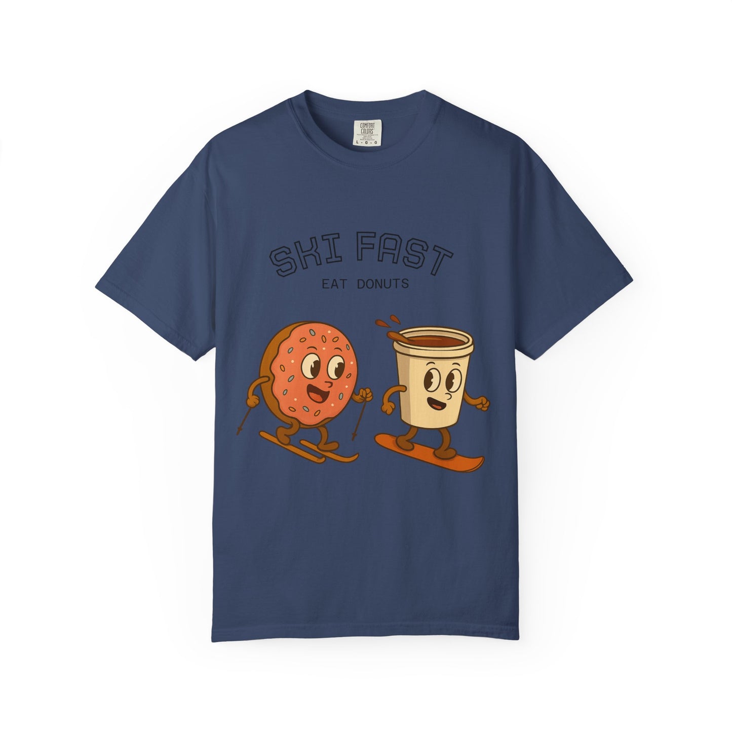 Skiing Donuts T-Shirt, Funny Ski Tee, Unisex Graphic Tee, Winter Apparel, Foodie Gift, Casual Wear