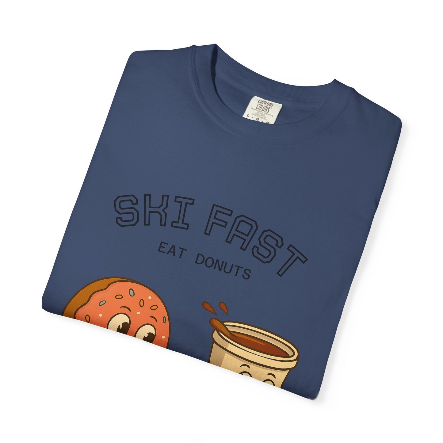 Skiing Donuts T-Shirt, Funny Ski Tee, Unisex Graphic Tee, Winter Apparel, Foodie Gift, Casual Wear