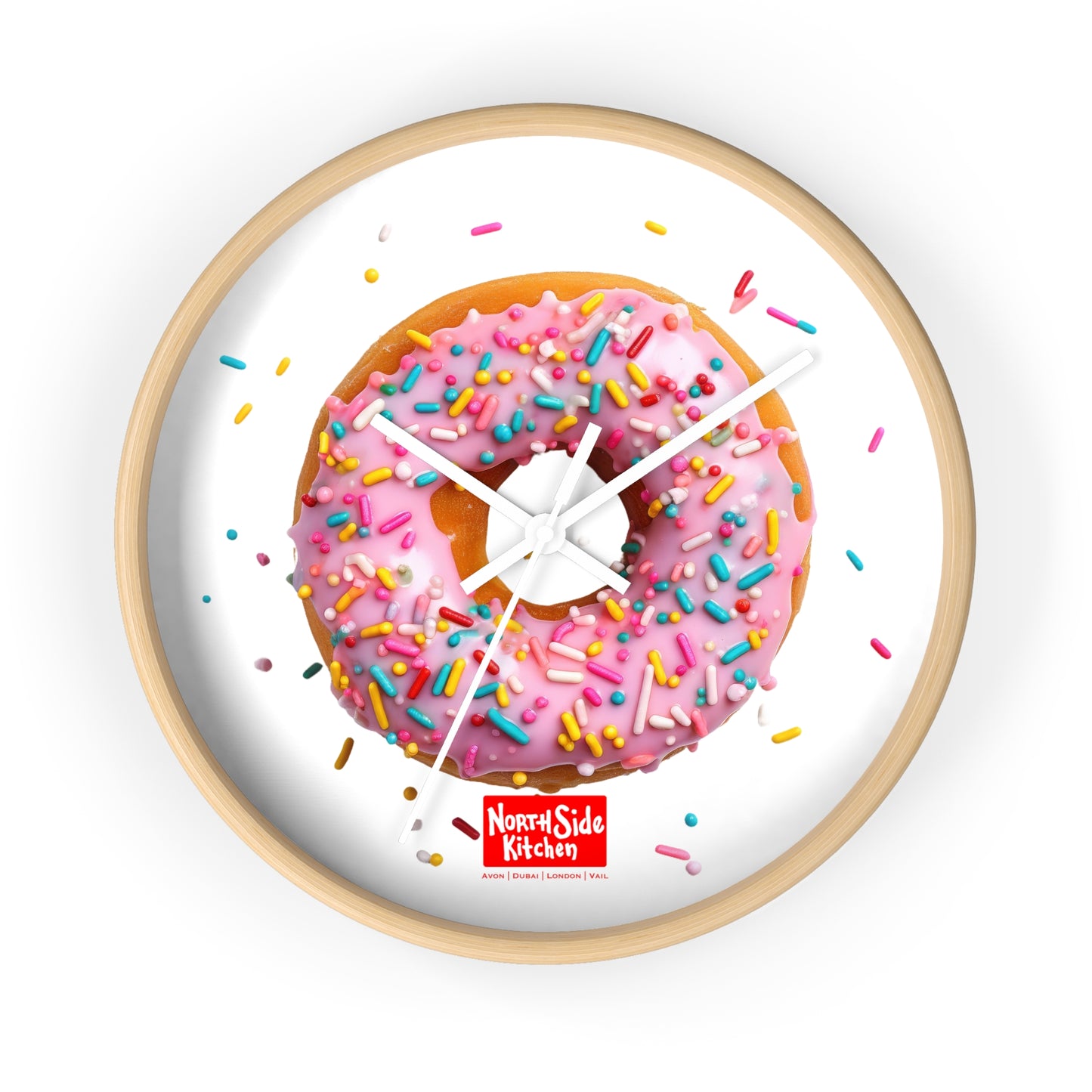 Sweet Treats Wall Clock - Pink Donut Decor, Kitchen Wall Art, Gift for Foodies, Bakery Decor, Sweet Tooth