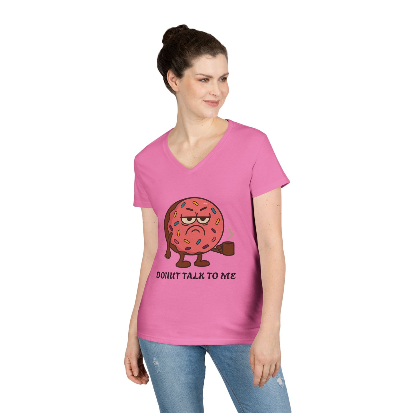 Funny Donut V-Neck T-Shirt, Casual Wear, Gift for Foodies, Sweet Treat Humor, Great for Birthdays and Brunch