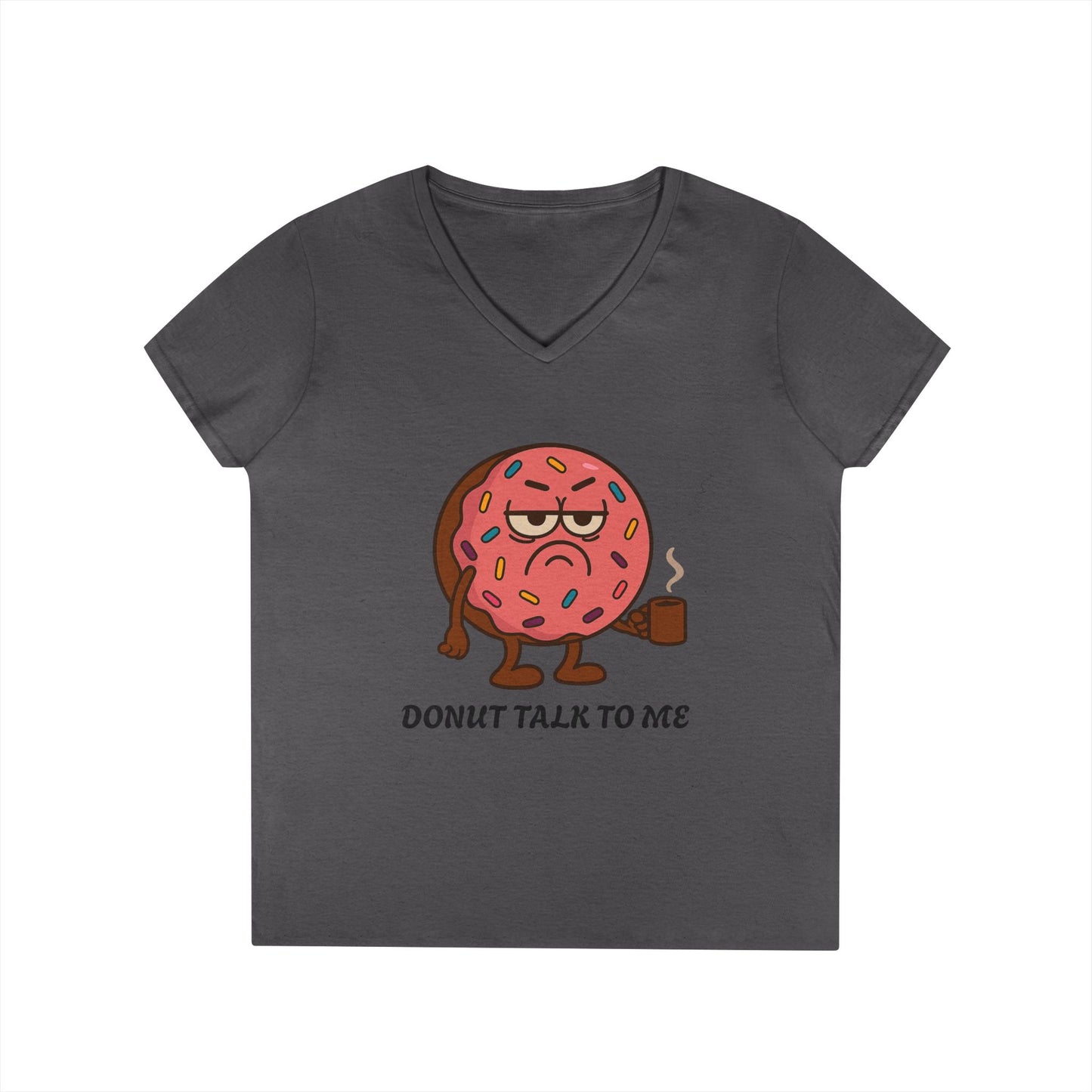 Funny Donut V-Neck T-Shirt, Casual Wear, Gift for Foodies, Sweet Treat Humor, Great for Birthdays and Brunch