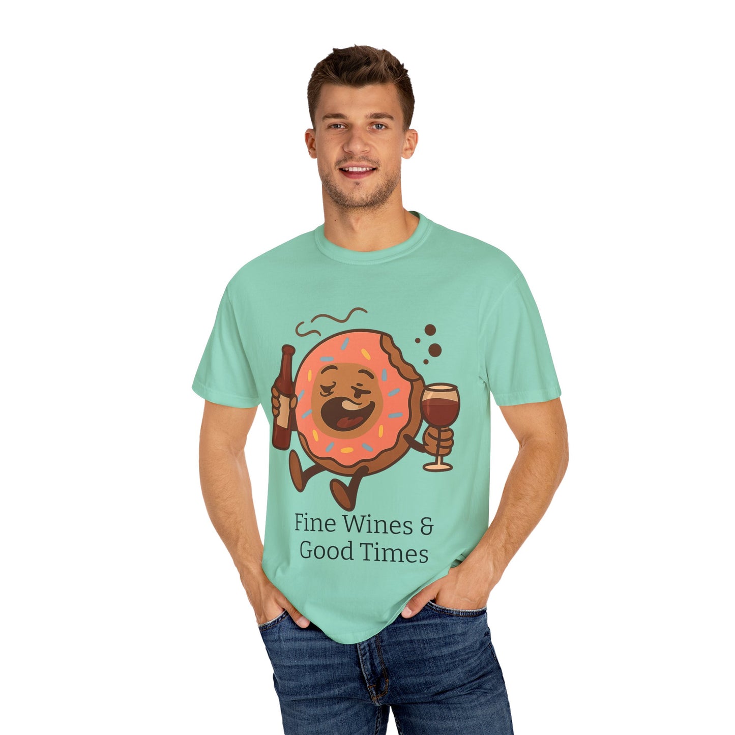 Wine & Donuts Unisex T-shirt - Funny Foodie Humor Tee, Kitchen Lover Gift, Party Wear, Brunch Outing, Drink & Dessert Fun