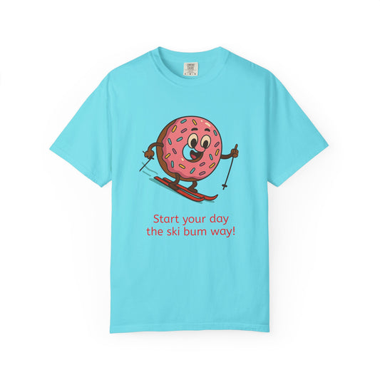 Ski Bum Doughnut T-Shirt, Unisex Tee, Fun Winter Apparel, Skiing Gift, Holiday Shirt