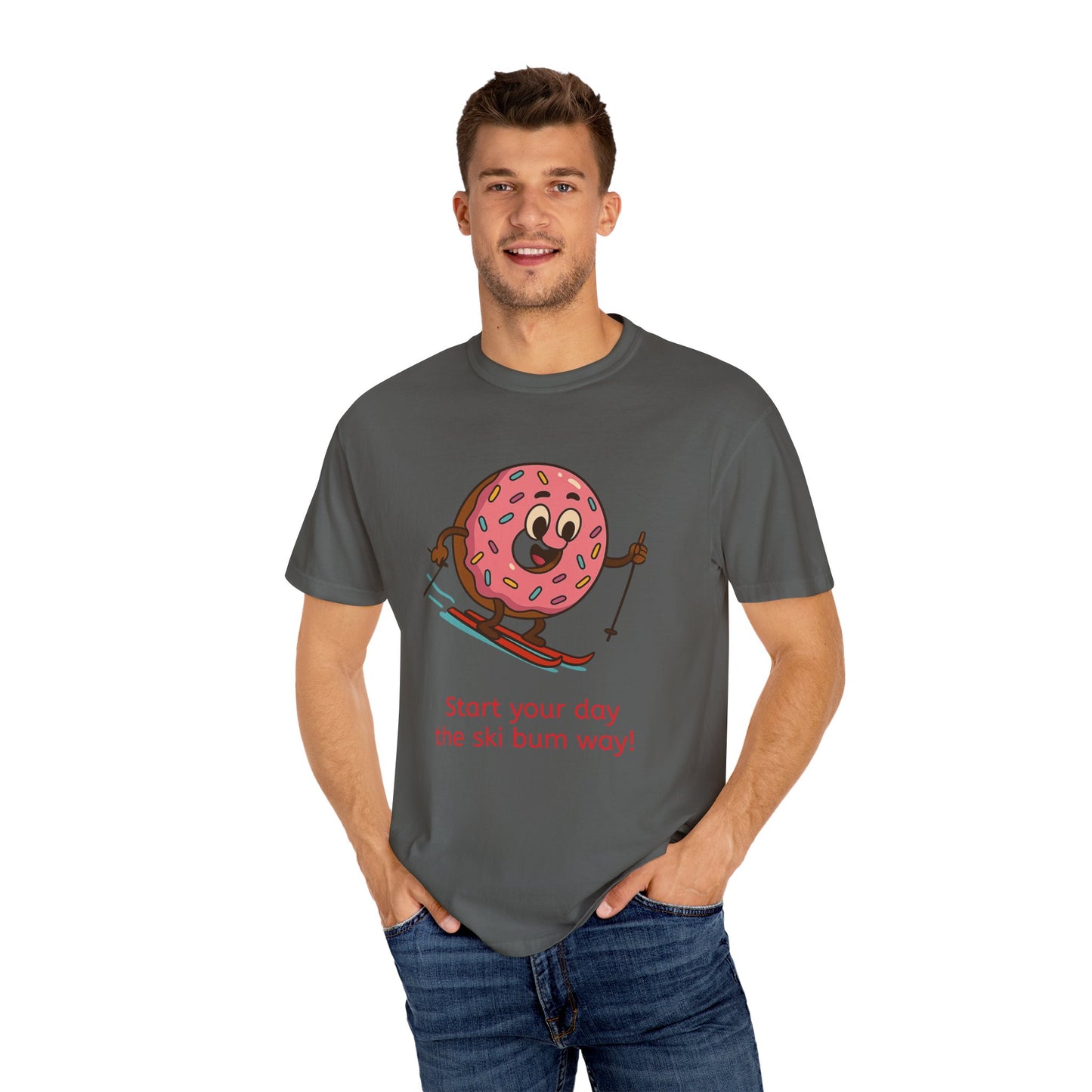 Ski Bum Doughnut T-Shirt, Unisex Tee, Fun Winter Apparel, Skiing Gift, Holiday Shirt