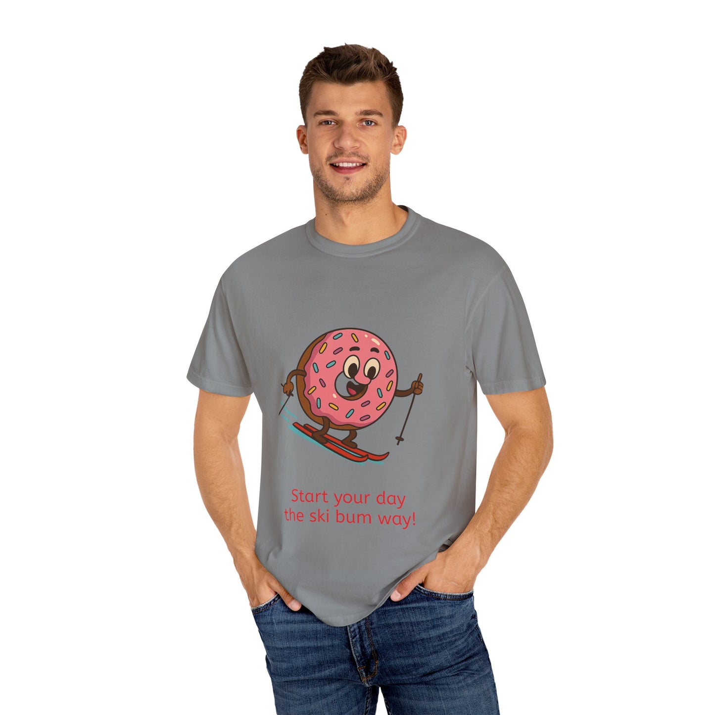 Ski Bum Doughnut T-Shirt, Unisex Tee, Fun Winter Apparel, Skiing Gift, Holiday Shirt