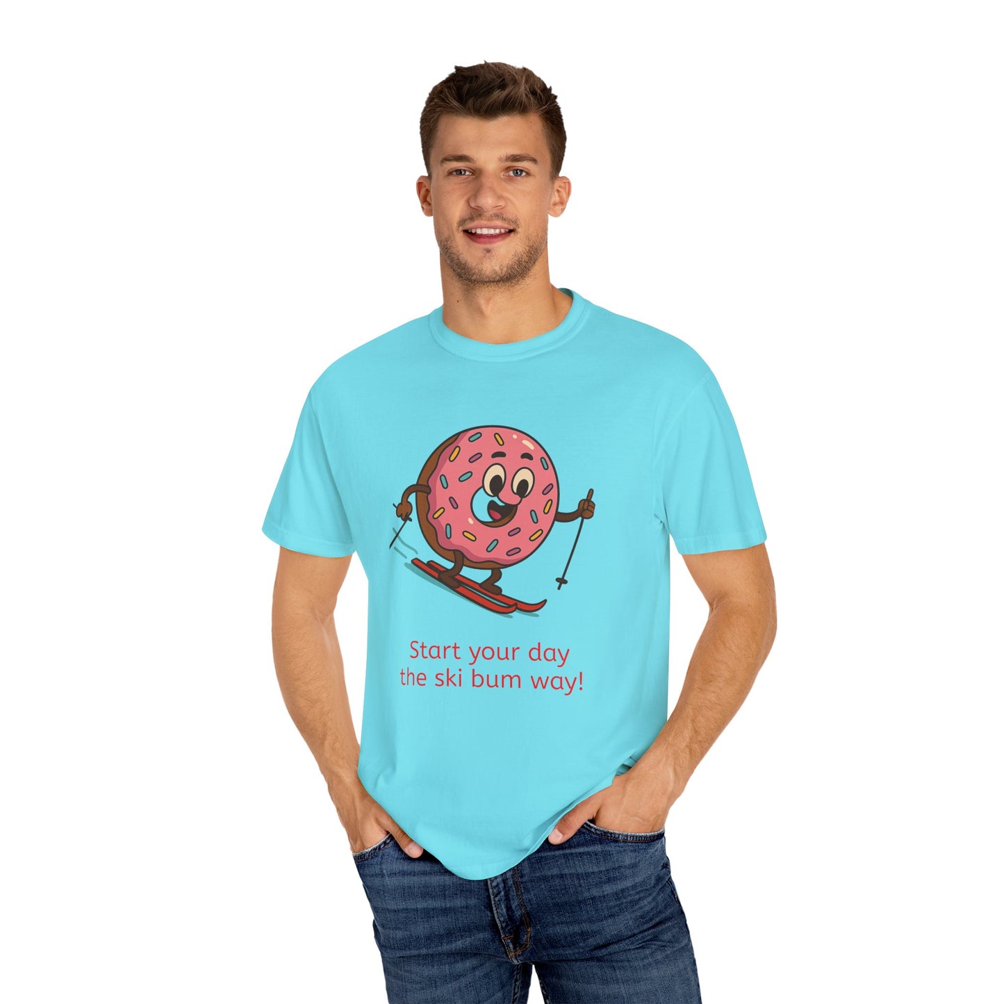 Ski Bum Doughnut T-Shirt, Unisex Tee, Fun Winter Apparel, Skiing Gift, Holiday Shirt