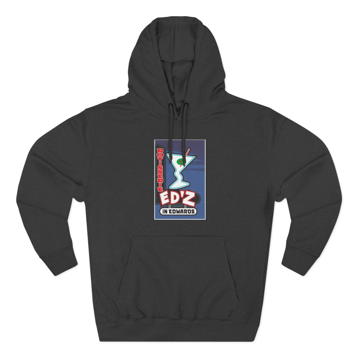 EDZ Martini Logo Hoodie — Retro Bar Graphic Fleece Hoodie