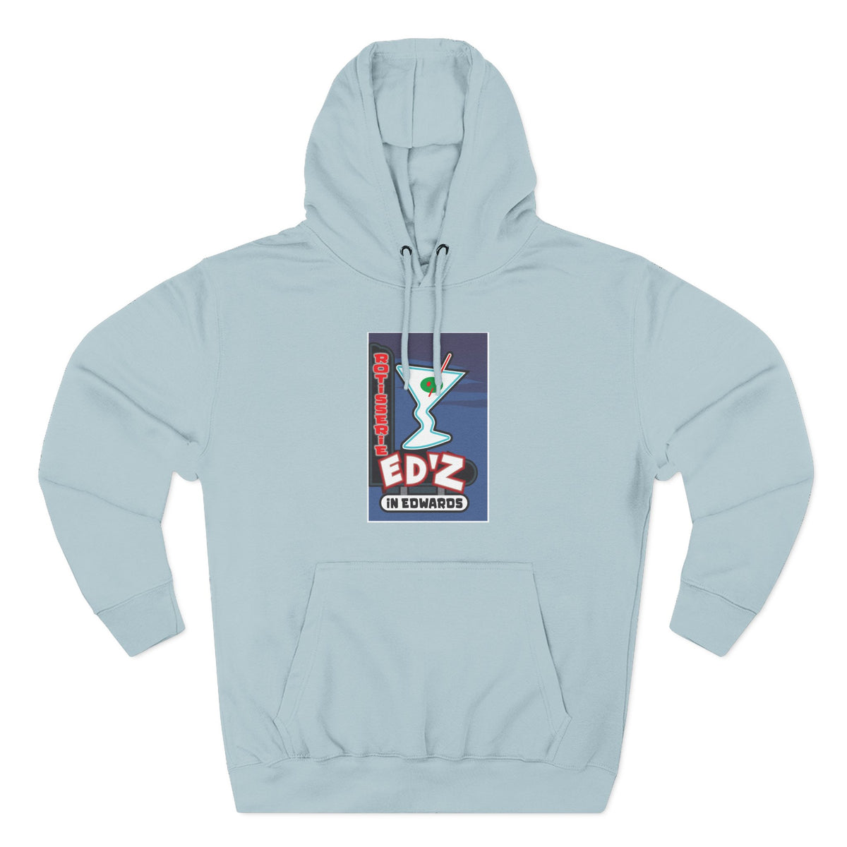 EDZ Martini Logo Hoodie — Retro Bar Graphic Fleece Hoodie