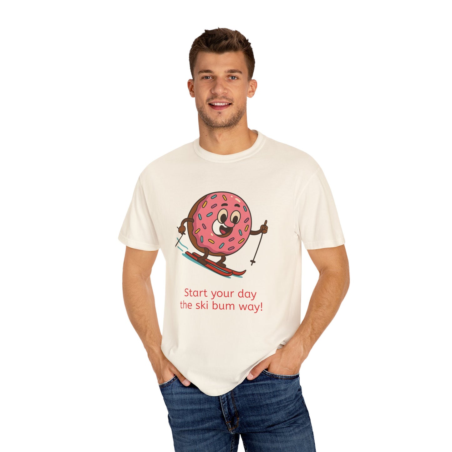 Ski Bum Doughnut T-Shirt, Unisex Tee, Fun Winter Apparel, Skiing Gift, Holiday Shirt