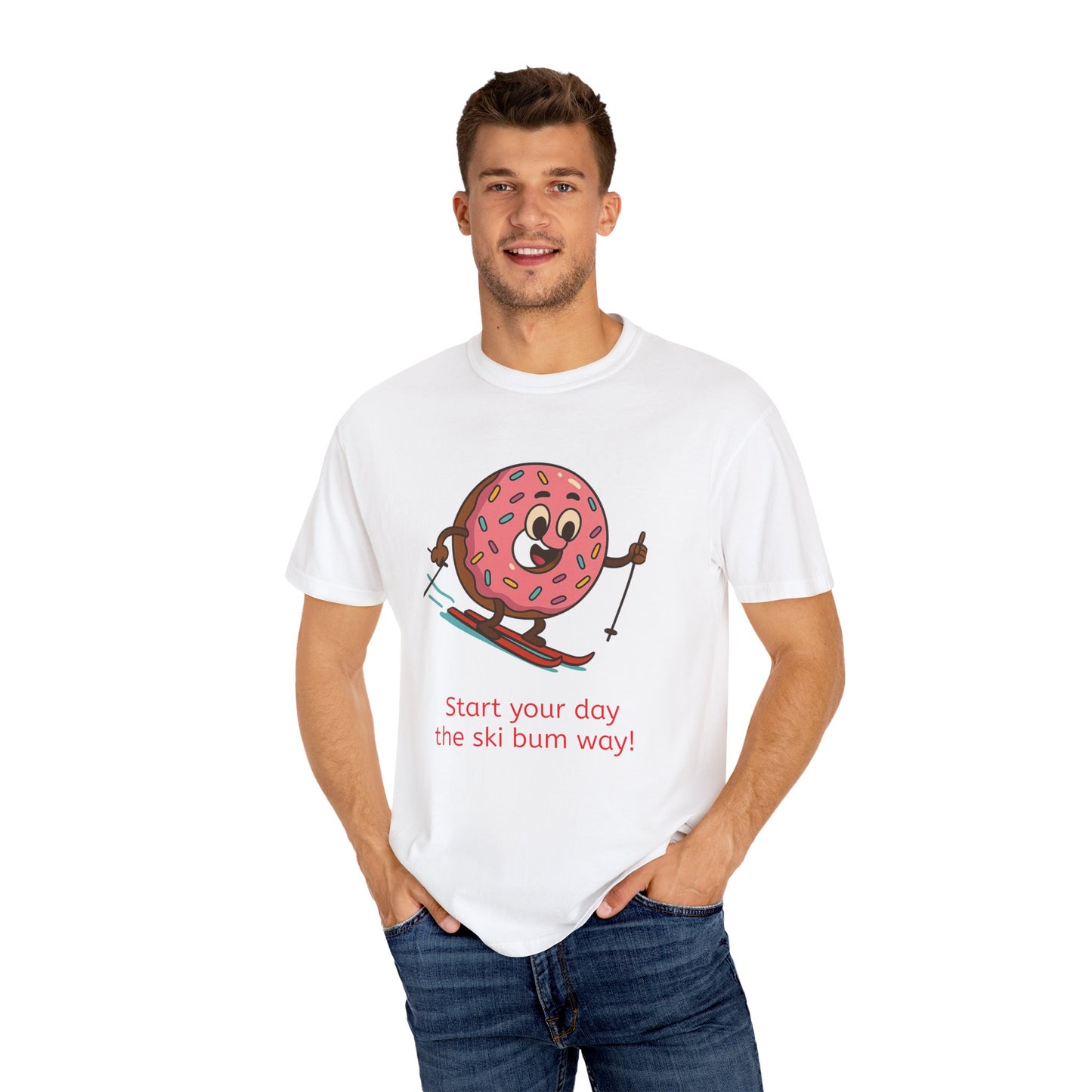 Ski Bum Doughnut T-Shirt, Unisex Tee, Fun Winter Apparel, Skiing Gift, Holiday Shirt