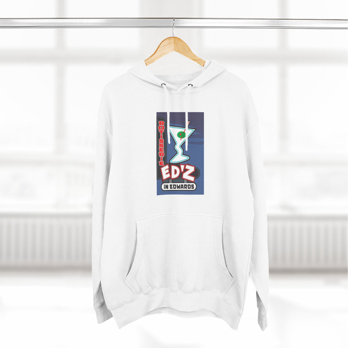 EDZ Martini Logo Hoodie — Retro Bar Graphic Fleece Hoodie