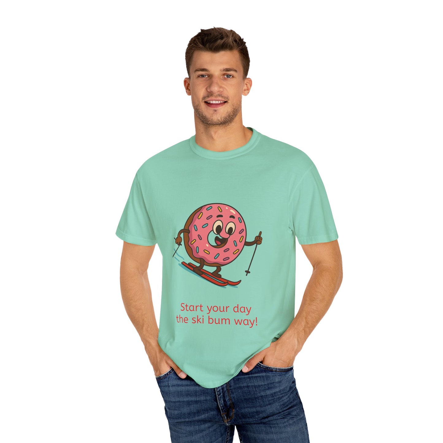 Ski Bum Doughnut T-Shirt, Unisex Tee, Fun Winter Apparel, Skiing Gift, Holiday Shirt