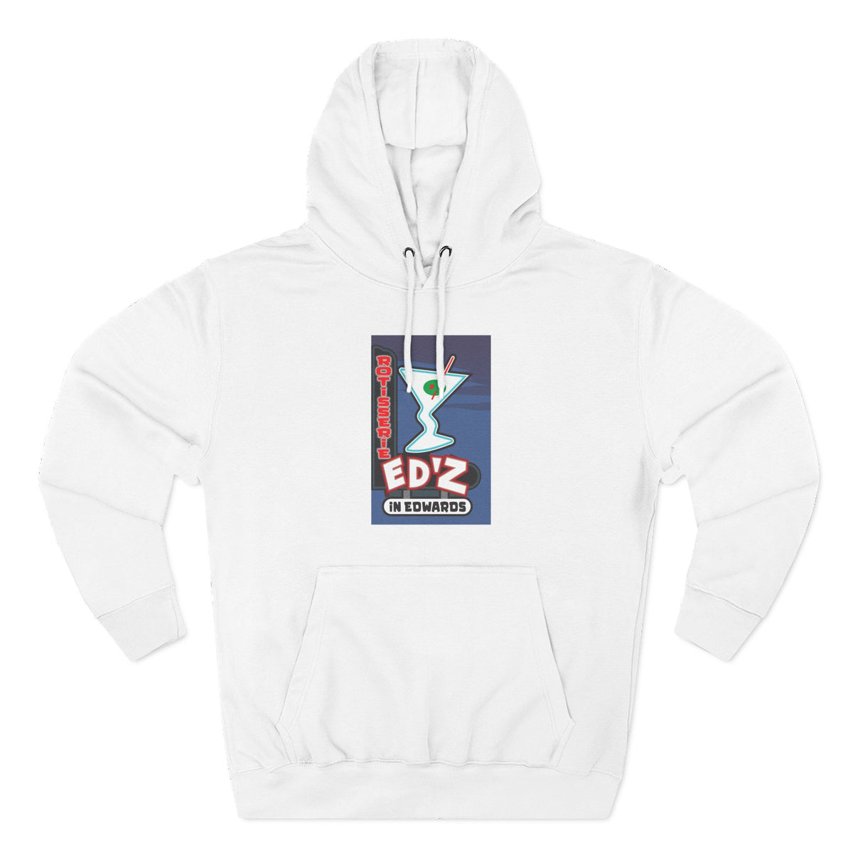 EDZ Martini Logo Hoodie — Retro Bar Graphic Fleece Hoodie
