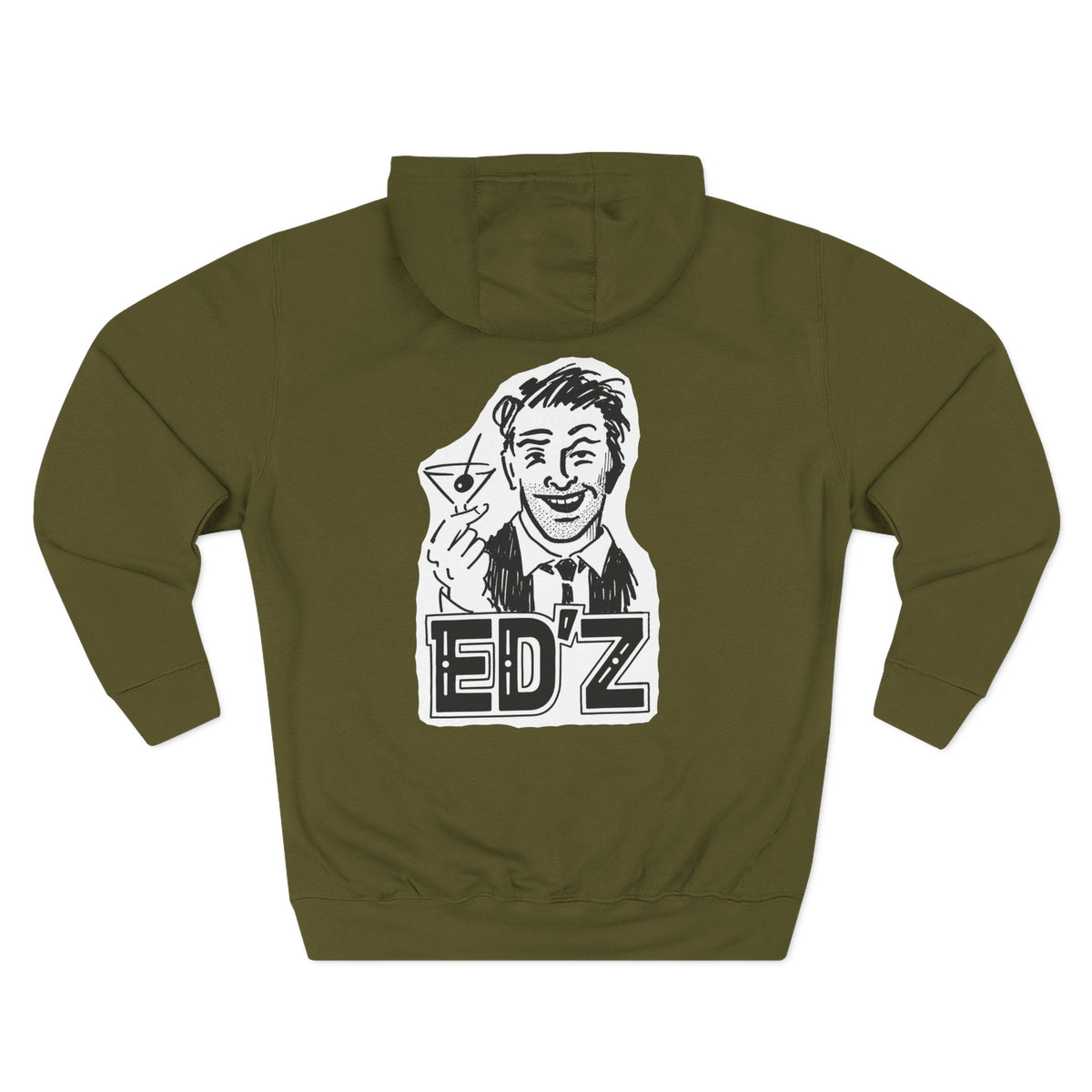 EDZ Martini Logo Hoodie — Retro Bar Graphic Fleece Hoodie